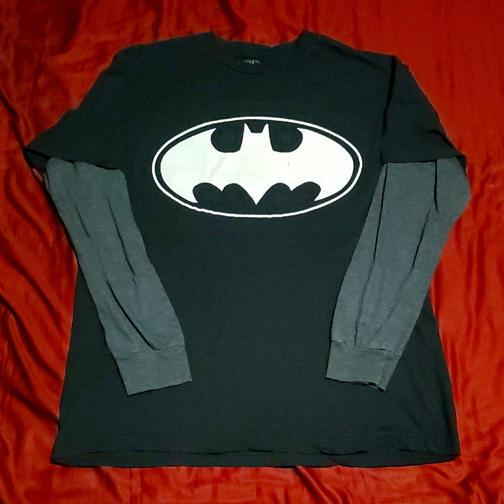 DC Comics Black and Gray Batman Long Sleeve Tee